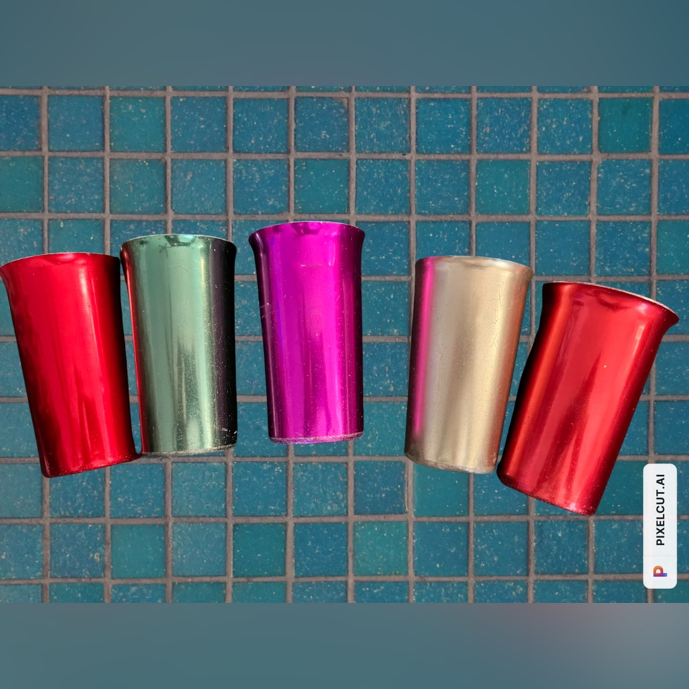 Rare Set of 5 Vintage Sunburst colorful 10 Ounce Anodized Aluminum Tumblers
